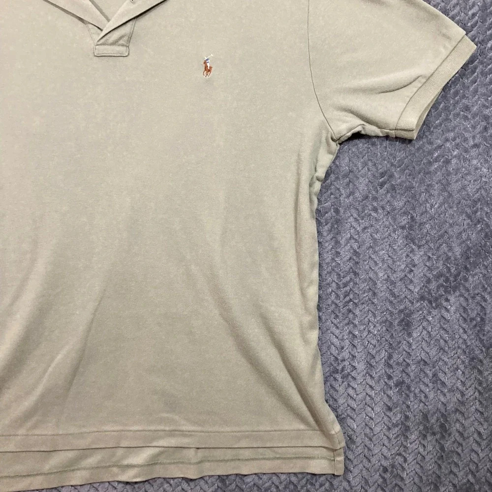 Polo Ralph Lauren Polo Shirt Mens L Classic Sage Green Embroidered Flesh Pony